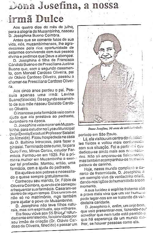 Dona Josephina, a nossa irmã Dulce